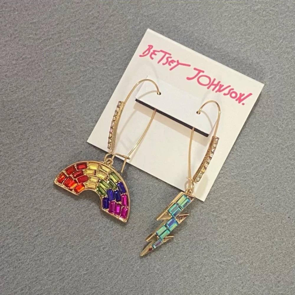 Betsey Johnson Rainbow & Lightning Bolt Earrings NWT - Picture 5 of 13